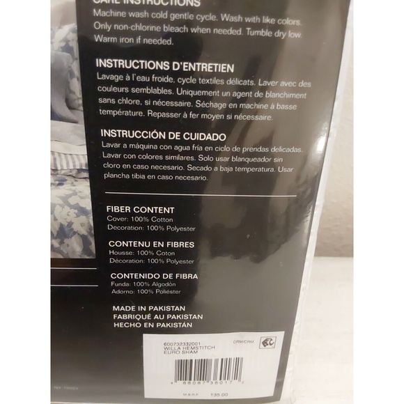 Ralph Lauren WILLA HEMSTITCH Cream Cotton Euro European Pillow Sham 26"x26" - Picture 9 of 10